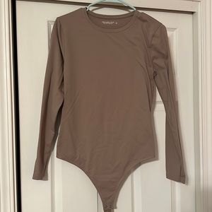 Tan Abercrombie long sleeve bodysuit